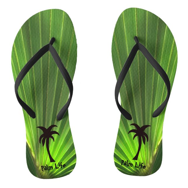 Palm Life | Green Palm Frond Palm Tree Unisex Jandals (Footbed)
