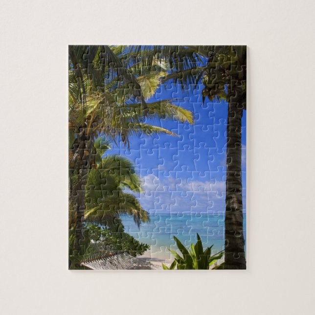 Palm lined beach Cook Islands 2 Jigsaw Puzzle (Vertical)