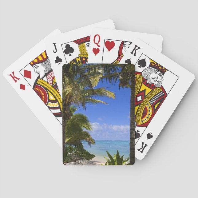 Palm lined beach Cook Islands 2 Playing Cards (Back)