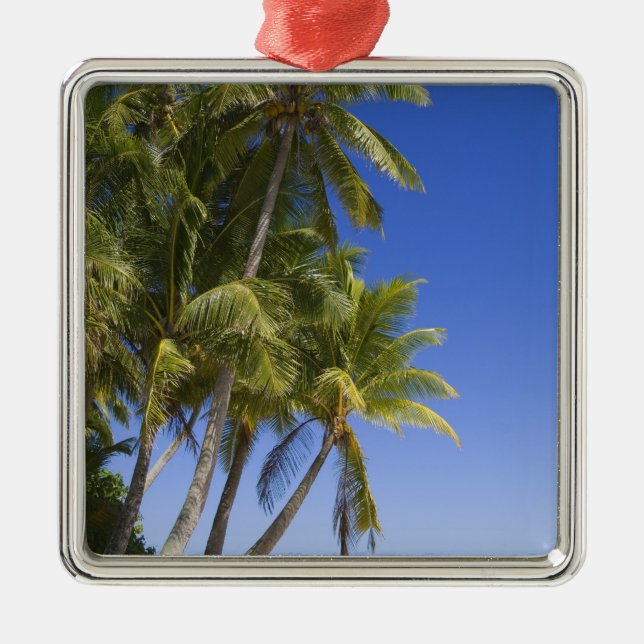 Palm lined beach Cook Islands 3 Metal Tree Decoration (Front)