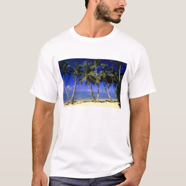 Palm lined beach Cook Islands 4 T-Shirt (Front)