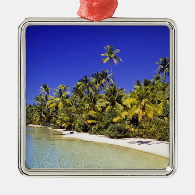 Palm lined beach Cook Islands 6 Metal Tree Decoration (Front)