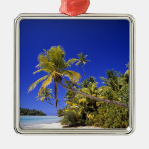 Palm lined beach Cook Islands 7 Metal Tree Decoration