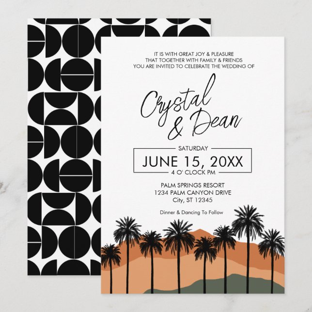 Palm Modern Wedding Invitation (nuetral) (Front/Back)