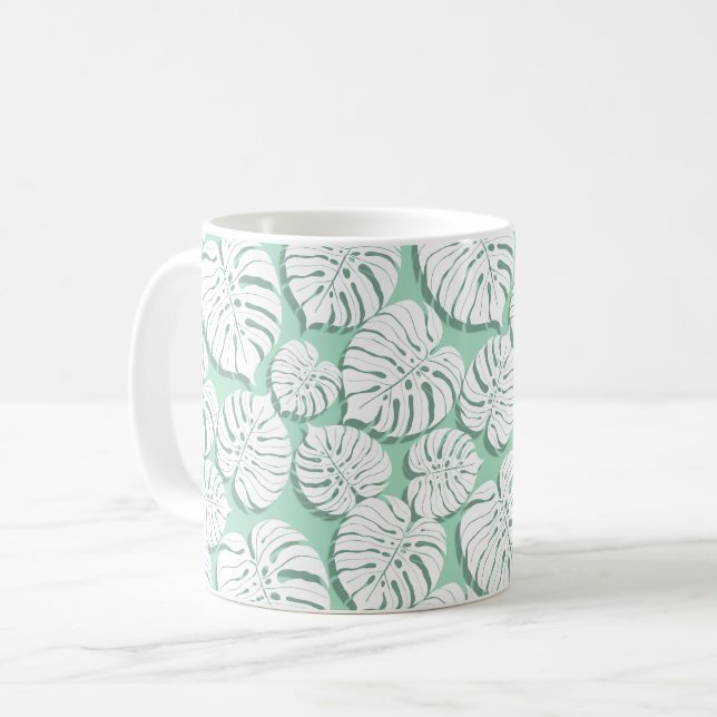Palm monstera seamless pattern 3 coffee mug (Front Left)