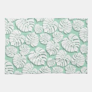 Palm monstera seamless pattern 3 tea towel
