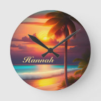 Palm on the beach at sunset