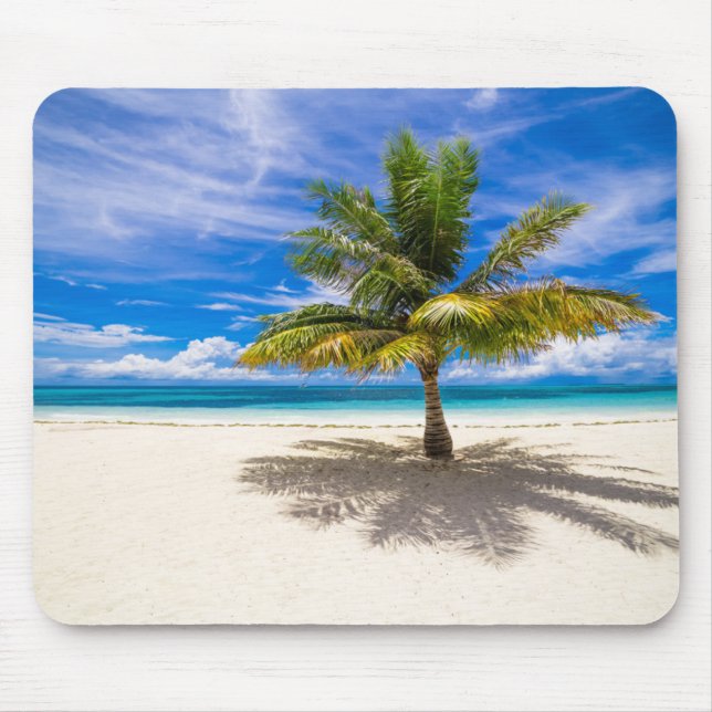 Palm on White Sand Beach Mouse Pad (Front)