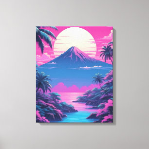 Palm Paradise: A Tranquil Tropical Sunset Escape Canvas Print