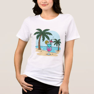 Palm Paradise – Paradise Cocktail Scene T-Shirt Tri-Blend Shirt
