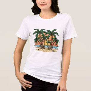 Palm Paradise – Sunset Palm Scene T-Shirt Tri-Blend Shirt