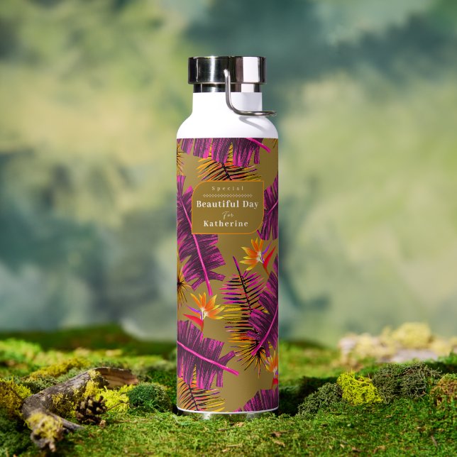 Palm Paradise Yellow Orange Water Bottle (Outdoor (Rotated))
