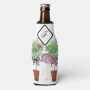 Palm Pink Flamingo Flamingos Can Bottle Cooler