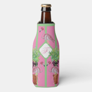 Palm Pink Flamingo Flamingos Terra Cotta can   Bottle Cooler