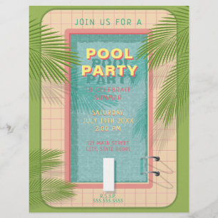 Palm Pool Party Flyer Invitation