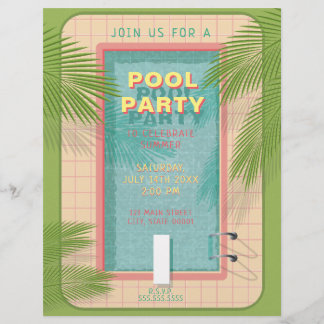 Palm Pool Party Flyer Invitation