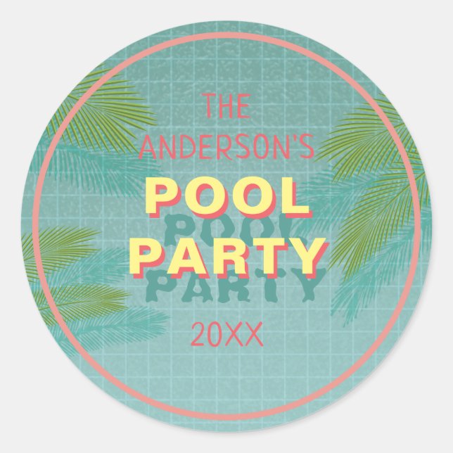 Palm Pool Party Stickers (Front)