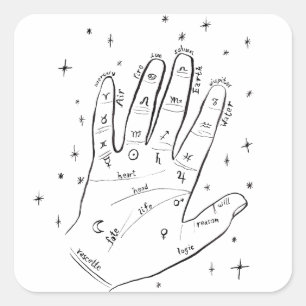 Palm Reader Psychic Hand Mystical Square Sticker
