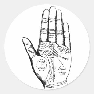 Palm Reading Chart Palmistry fortune teller future Classic Round Sticker