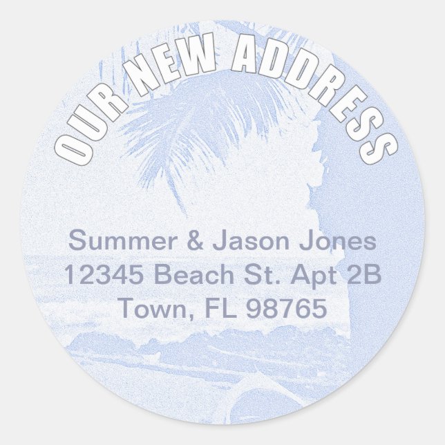 Palm Scene New Address Classic Round Sticker (Front)