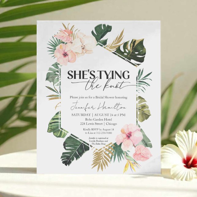 Palm She's tying the knot Bridal Shower Invitation (Creator Uploaded)