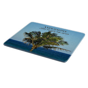 Palm Shore Reflections Family Name & Trip Year Cutting Board