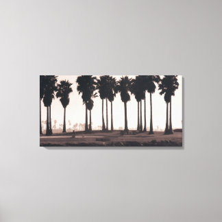 Palm Silhouettes by the Water | Panoramic Photo Ca Canvas Print