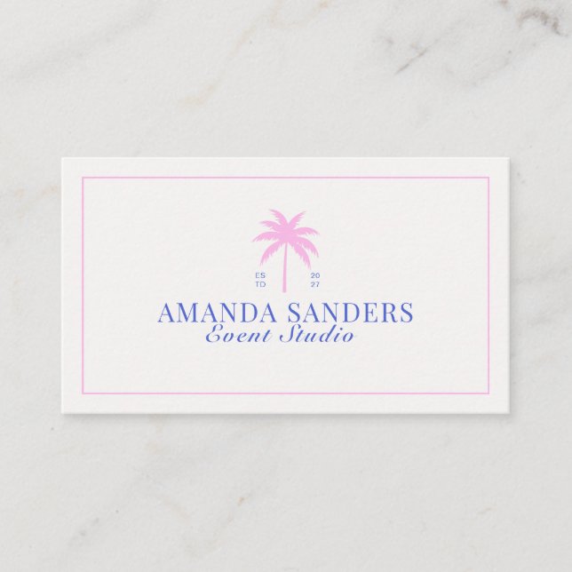 Palm, Social Club aesthetic, event planner  Business Card (Front)