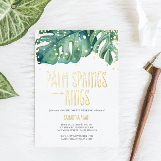 Palm Springs Beach Bachelorette Weekend Girls Trip (Bachelorette party invitation Palm Springs Beach Weekend Girls Trip Foil Invitation)