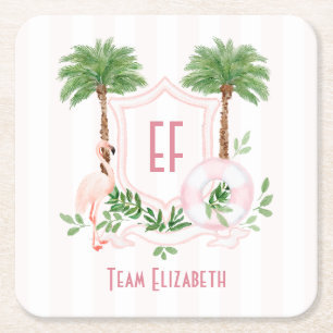 Palm Springs Beach Social Club Bachelorette Party  Square Paper Coaster