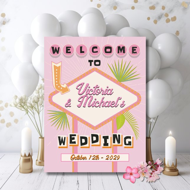 Palm Springs Beach Wedding Mod Retro Welcome Sign (Creator Uploaded)