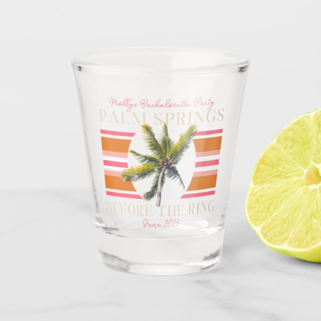 Palm Springs Before the Ring – Retro Bachelorette Shot Glass (Front)