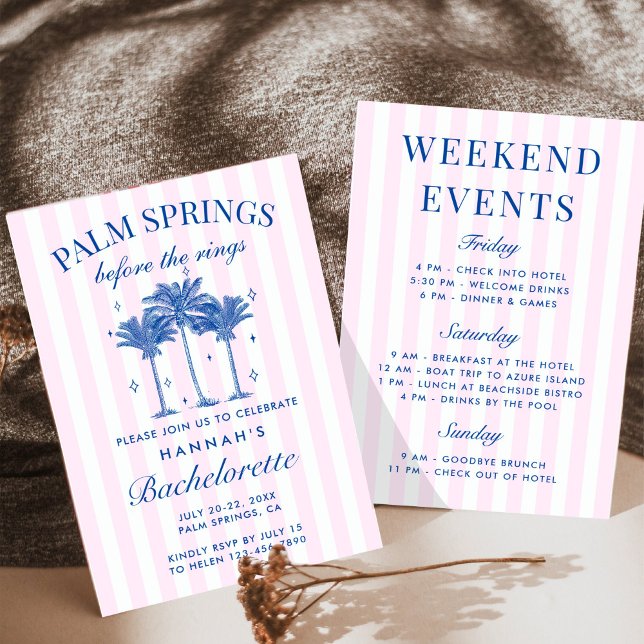 Palm Springs Before The Rings Blue Bachelorette Invitation (Creator Uploaded)
