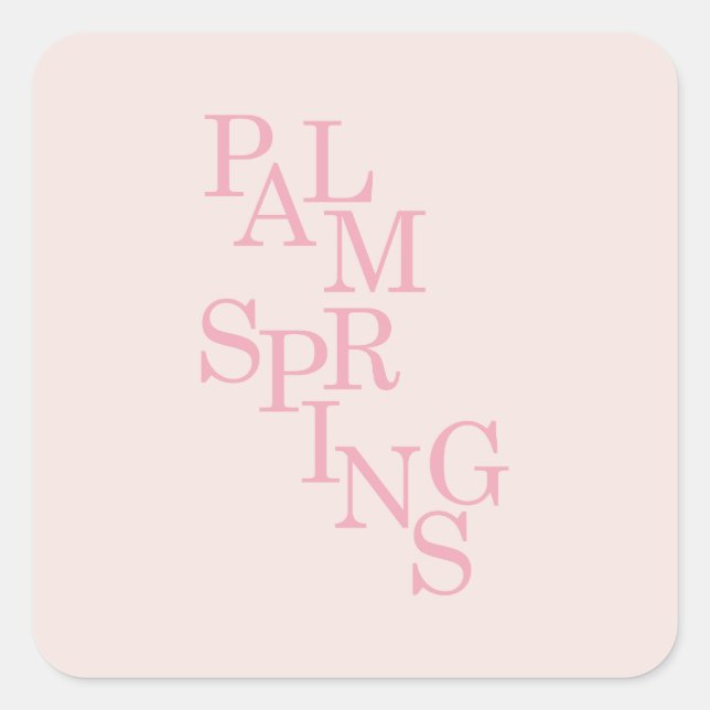 Palm Springs Blush Pink Square Sticker (Front)