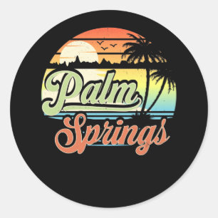 Palm Springs California Beach Vacation Sunset Classic Round Sticker