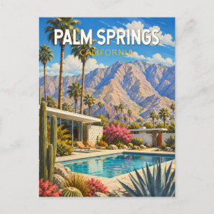Palm Springs California Illustration Travel Art Postcard