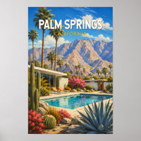 Palm Springs California Illustration Travel Art