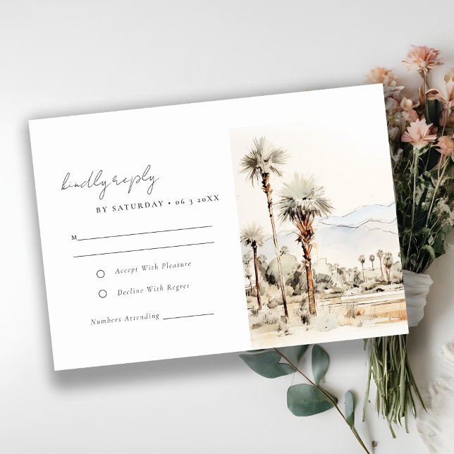 Palm Springs California Landscape Wedding RSVP Card (Creator Uploaded)
