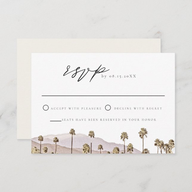 PALM SPRINGS California Mountain Skyline RSVP Card (Front/Back)