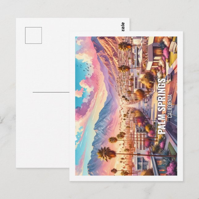 Palm Springs California US Famous Place watercolor Postcard (Front/Back)