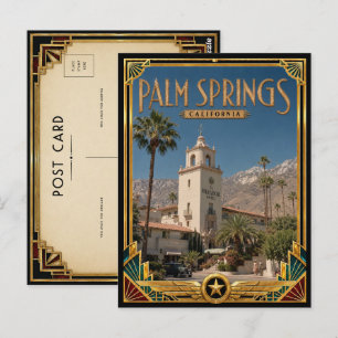 Palm Springs California Vintage Art Deco Golden Postcard