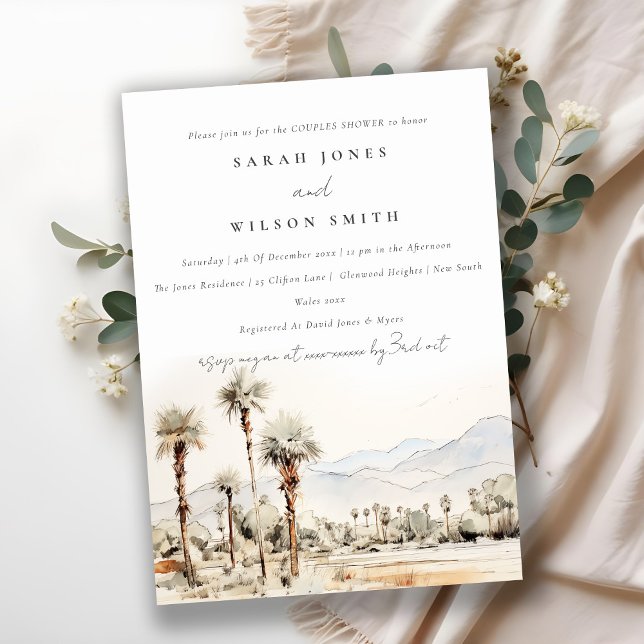 Palm Springs California Watercolor Couples Shower Invitation (Creator Uploaded)