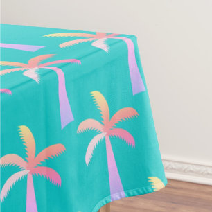  Palm Springs Caribbean Blue Tropical Palm Tree Tablecloth