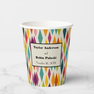 Palm Springs Diamonds Midcentury Modern Wedding Paper Cups
