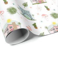 Palm Springs Flamingo Cactus Midcentury Pattern 