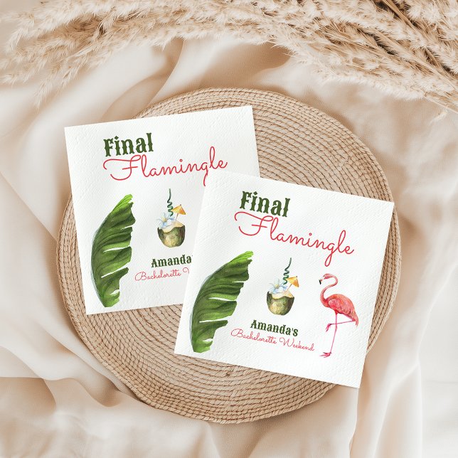 Palm Springs Last Flamingle Bachelorette Party Napkin (Creator Uploaded)