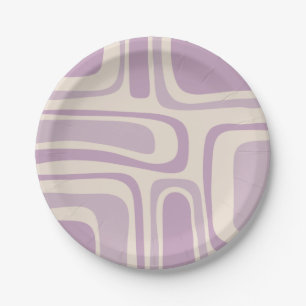 Palm Springs Mid Century Abstract Pattern Purple Paper Plate