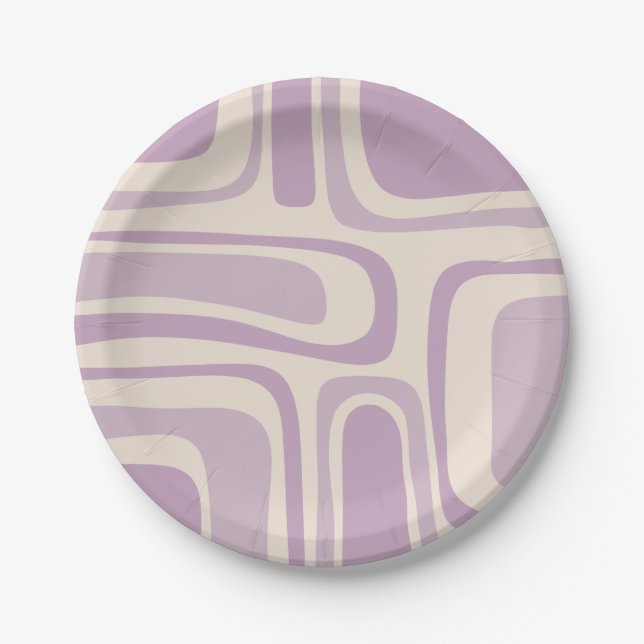 Palm Springs Mid Century Abstract Pattern Purple  Paper Plate (Front)