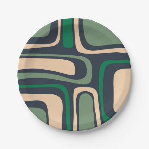 Palm Springs Mid Century Modern Abstract Pattern Paper Plate