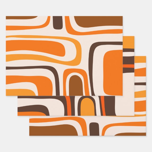 Palm Springs Mid-Century Modern Abstract Pattern Wrapping Paper Sheet (Set)